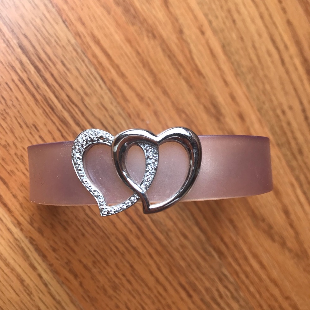 Pink Iridescent Double Heart Bracelet